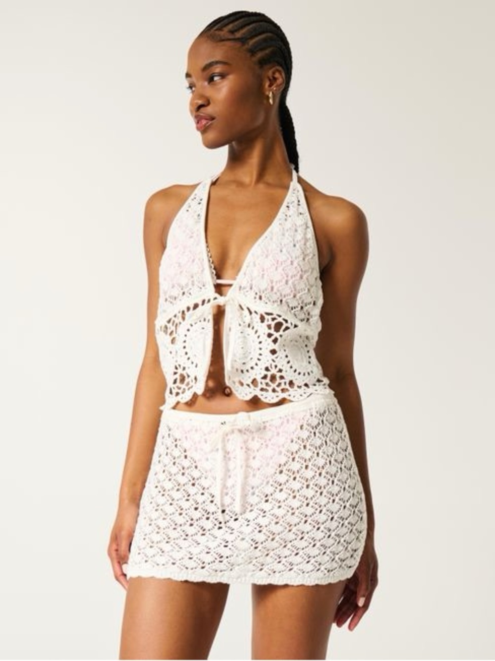 Hollister White Crochet Halter
